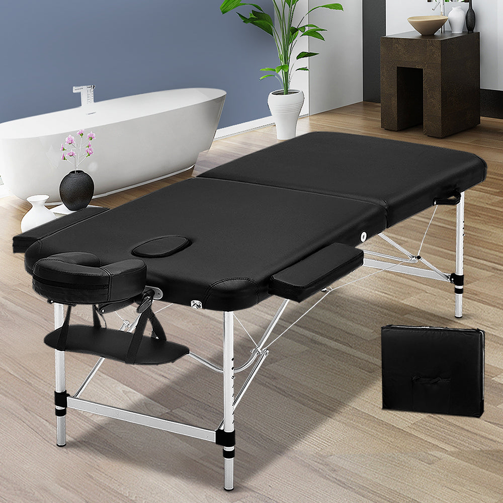 Portable Aluminium Massage Table – Black